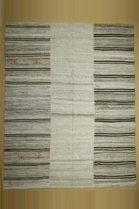 9x12 Gray And Brown Stripe Kilim Rug. 281,357 - Grey Turkish Rug  $i