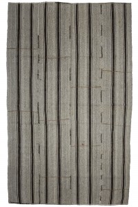 Black And Gray Turkish Kilim Rug 6x10 Feet  190,308 - Grey Turkish Rug  $i