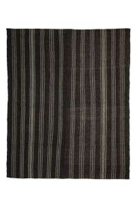 Black And Gray Turkish Kilim Rug 6x8 Feet 198,238 - Goat Hair Rug  $i