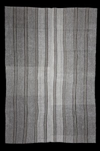 Grey Turkish Rug Black And White Striped Turkish Gray Kilim Rug 7x10 Feet  210,310