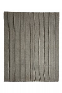 Grey Turkish Rug Black And White Striped Turkish gray Kilim rug  7x9 Feet 210,264