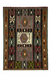 Colorful Decorative Kilim Rug 7x9 203,283 - Turkish Kilim Rug  $i