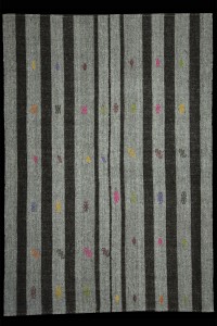 Colourful Wool Embrodiery on Grey Rug 6x8 Feet 176,250 - Grey Turkish Rug  $i
