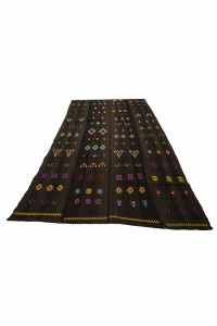 Faded Black Flat Weave Kilim Rug 5x9 Feet  162,280 - Turkish Natural Rug  $i