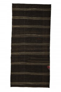 Goat Hair Rug Gray Striped Dark Brown Turkish Kilim Rug 5x11 Feet  157,332