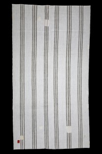 Grey Turkish Rug Khaki Striped Grayish White Turkish Kilim Rug 7x12 Feet  200,366