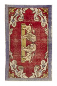 Lion Pattern Old Turkish Carpet Rug 4x7 Feet 135,220 - Turkish Carpet Rug  $i