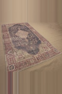 Navy Blue Vintage Oushak Carpet Rug 5x9 Feet 160,284 - Turkish Carpet Rug  $i