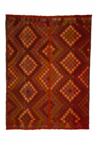Orange Turkish Flat Weave Kilim Rug 5x7 Feet  160,212 - Turkish Kilim Rug  $i