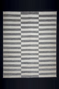 Grey Turkish Rug Striped Hemp Kilim Rug 8x10 Feet 246,302