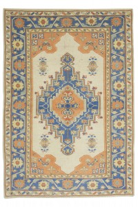 Turkish Blue Milas Rug 4x6 122,173 - Turkish Carpet Rug  $i