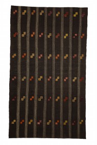 Vintage Turkish Brown Kilim Rug 6x10 Feet  186,318 - Goat Hair Rug  $i