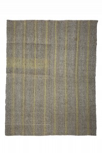 Yellow Striped Gray Kilim Rug 7x9 Feet  209,264 - Grey Turkish Rug  $i