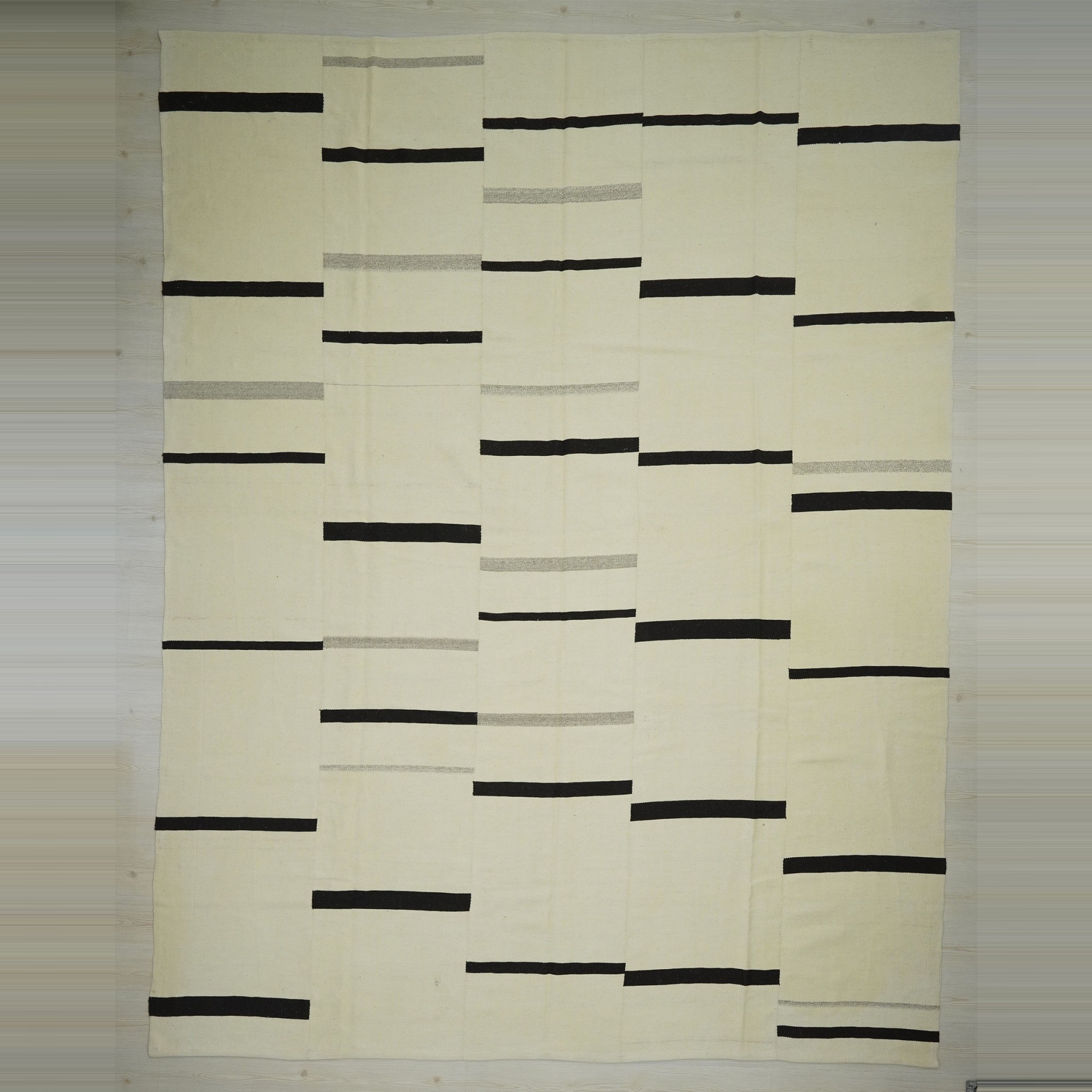 10x13 Broken Striped Wool Flat Weave Modern Rug 310,396 - Turkish Natural Rug