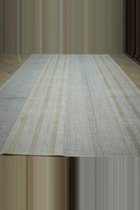 10x13 Minimalist Striped Gray Kilim Rug. 290,380 - Grey Turkish Rug $i