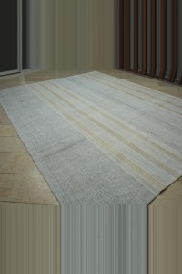 10x13 Minimalist Striped Gray Kilim Rug. 290,380 - Grey Turkish Rug $i
