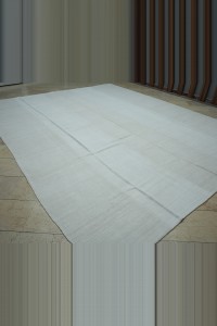 10x13 Primitive Plain White Hemp Kilim Rug. 313,390 - Turkish Hemp Rug $i