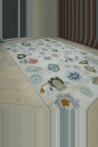 10x14 Oushak Pattern Shining White Hemp Rug. 290,436 - Turkish Carpet Rug $i