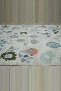 10x14 Oushak Pattern Shining White Hemp Rug. 290,436 - Turkish Carpet Rug $i