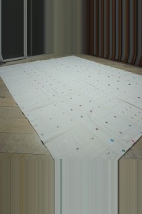 11x15 Snow White Cotton Kilim Rug. 326,454 - Turkish Natural Rug $i