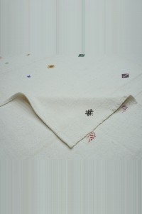 11x15 Snow White Cotton Kilim Rug. 326,454 - Turkish Natural Rug $i