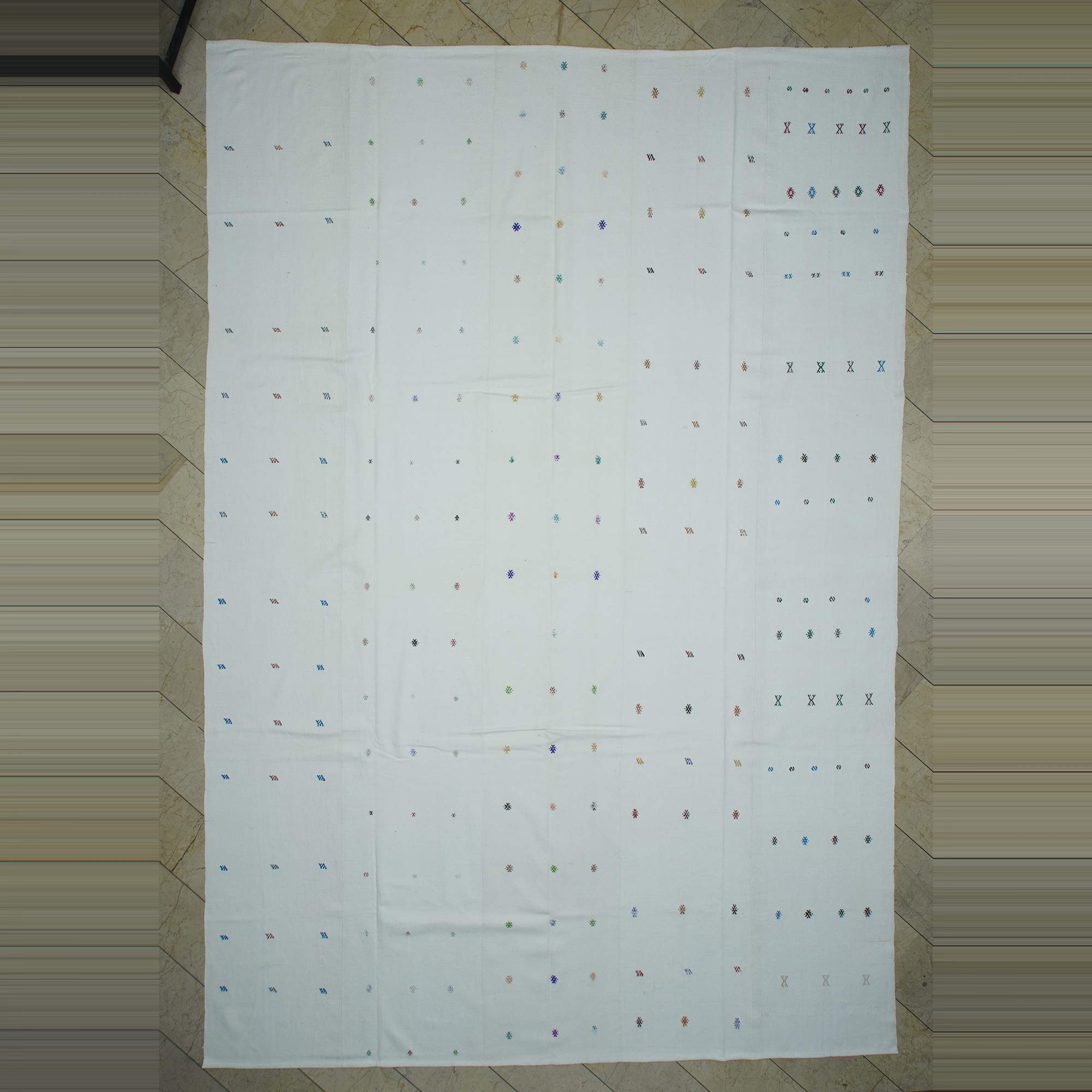 11x16 Oversize White Cotton Kilim Rug. 338,487 - Turkish Natural Rug