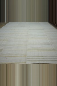 14x15 Square Size Minimalist Stripe Vintage Hemp Rug. 414,446 - Turkish Hemp Rug $i