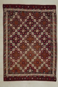 Turkish Kilim Rug 1920s Old Embroidered Bergama Cicim Kilim Rug  162,230