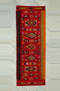 2.4x6.5 Orange Turkish Kilim Rug Runner 75,200 - Turkish Rug Runner $i