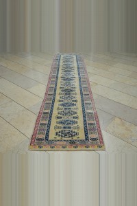 2.5x10 Yellow Blue Wool Oushak Rug Runner 75,309 - Turkish Rug Runner  $i