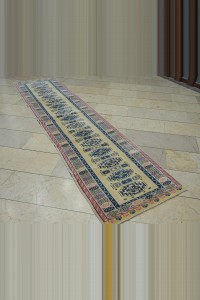 2.5x10 Yellow Blue Wool Oushak Rug Runner 75,309 - Turkish Rug Runner  $i