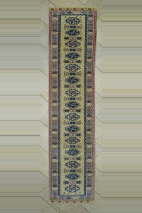 2.5x10 Yellow Blue Wool Oushak Rug Runner 75,309 - Turkish Rug Runner  $i