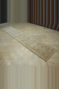 2.5x12 Brown Beige Persian Vintage Rug Runner 75,373 - Turkish Rug Runner $i