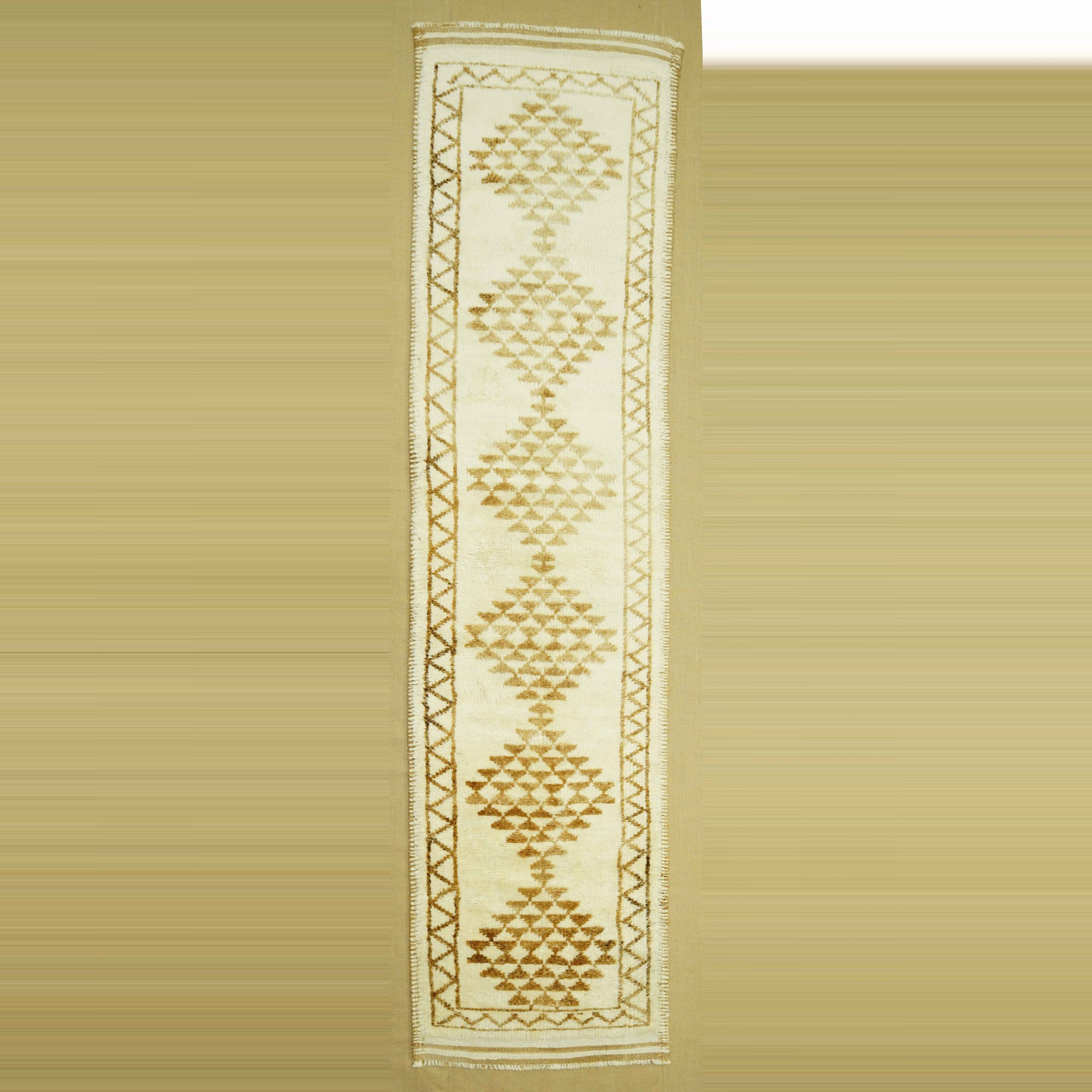 2,5x12 White And Brown Carpet Rug Runner 83,360 - Turkish Rug Runner