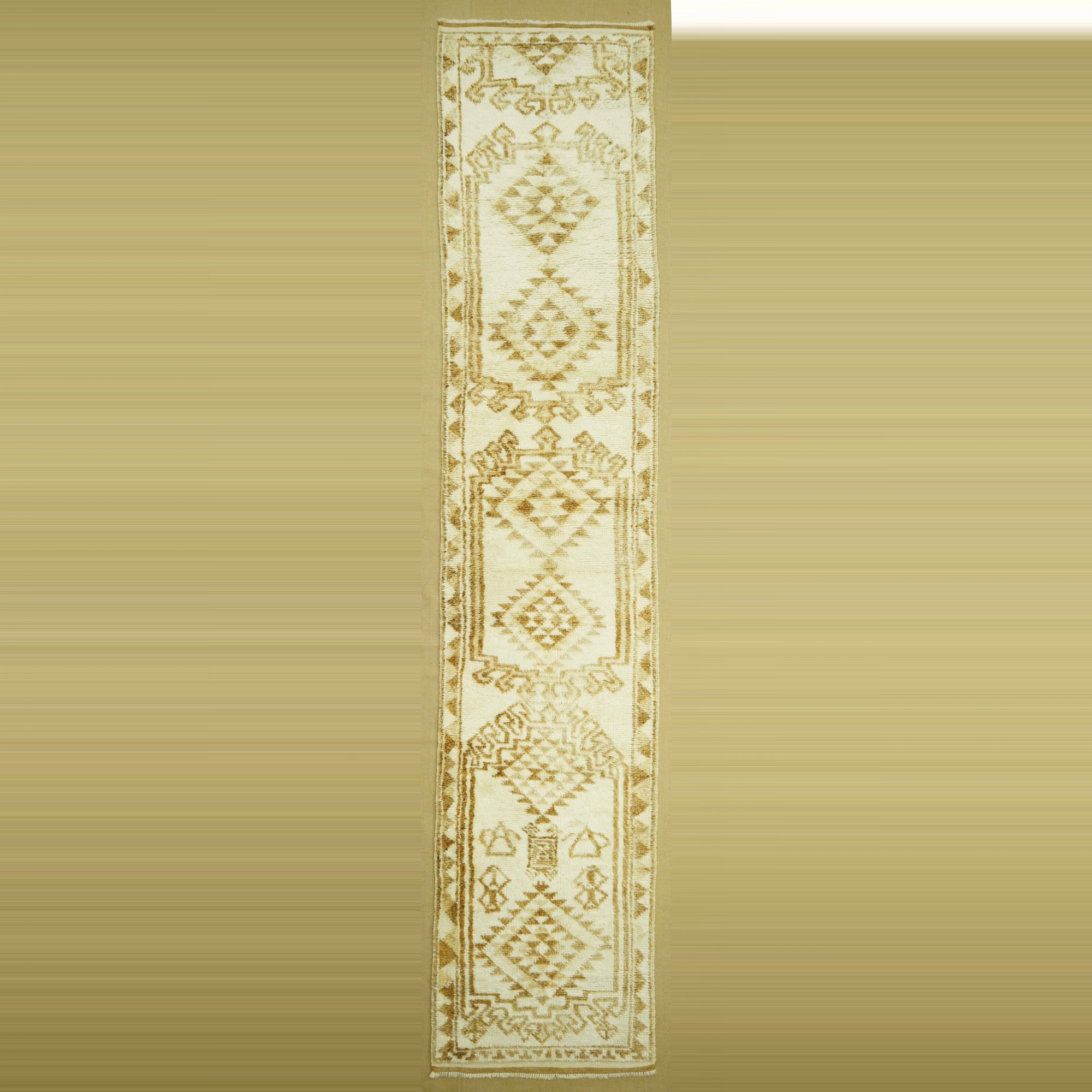 2,5x14 Natural Wool And Color Carpet Rug Runner 83,424 - Turkish Rug Runner