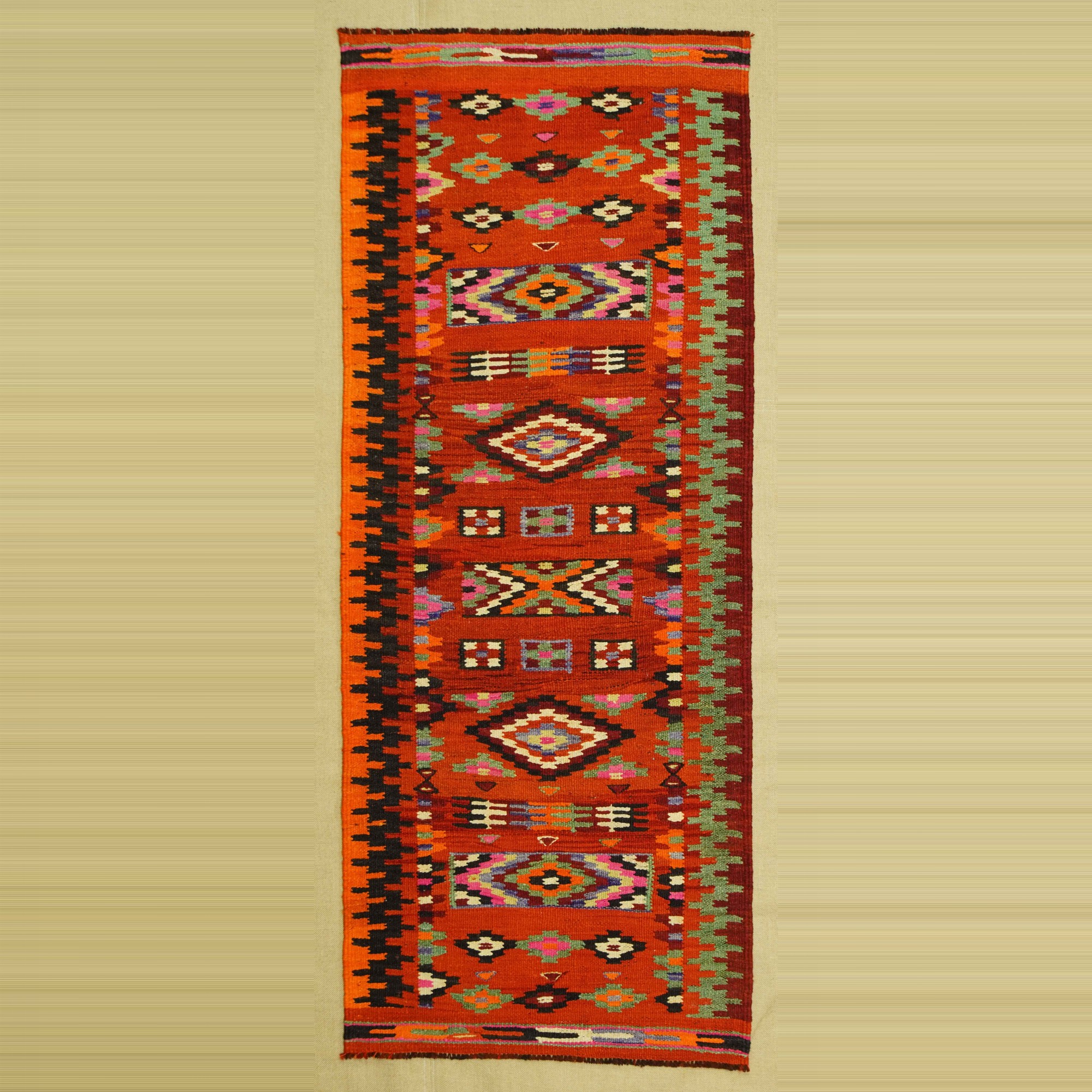 2,5x6,8 Flat Weave Kilim Rug Runner 75,203 - Turkish Rug Runner