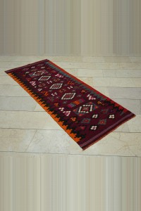 2.7x7 Vintage Red Turkish Kilim Rug Runner 82,212 - Turkish Rug Runner $i