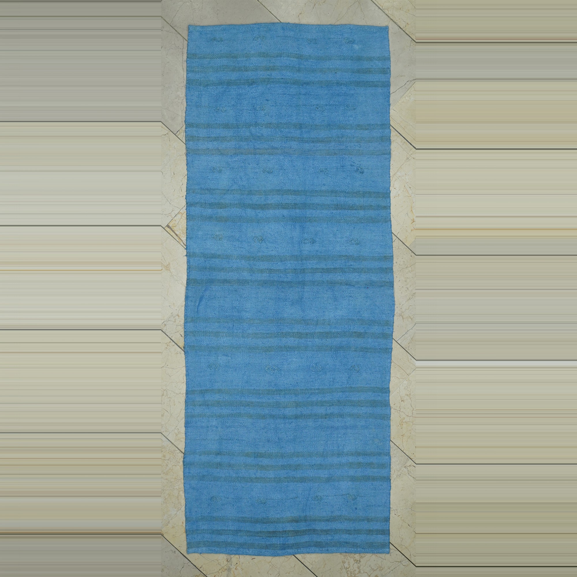 2.9x7 Overdye Blue Hemp Kilim Rug Runner. 82,210 - Turkish Rug Runner