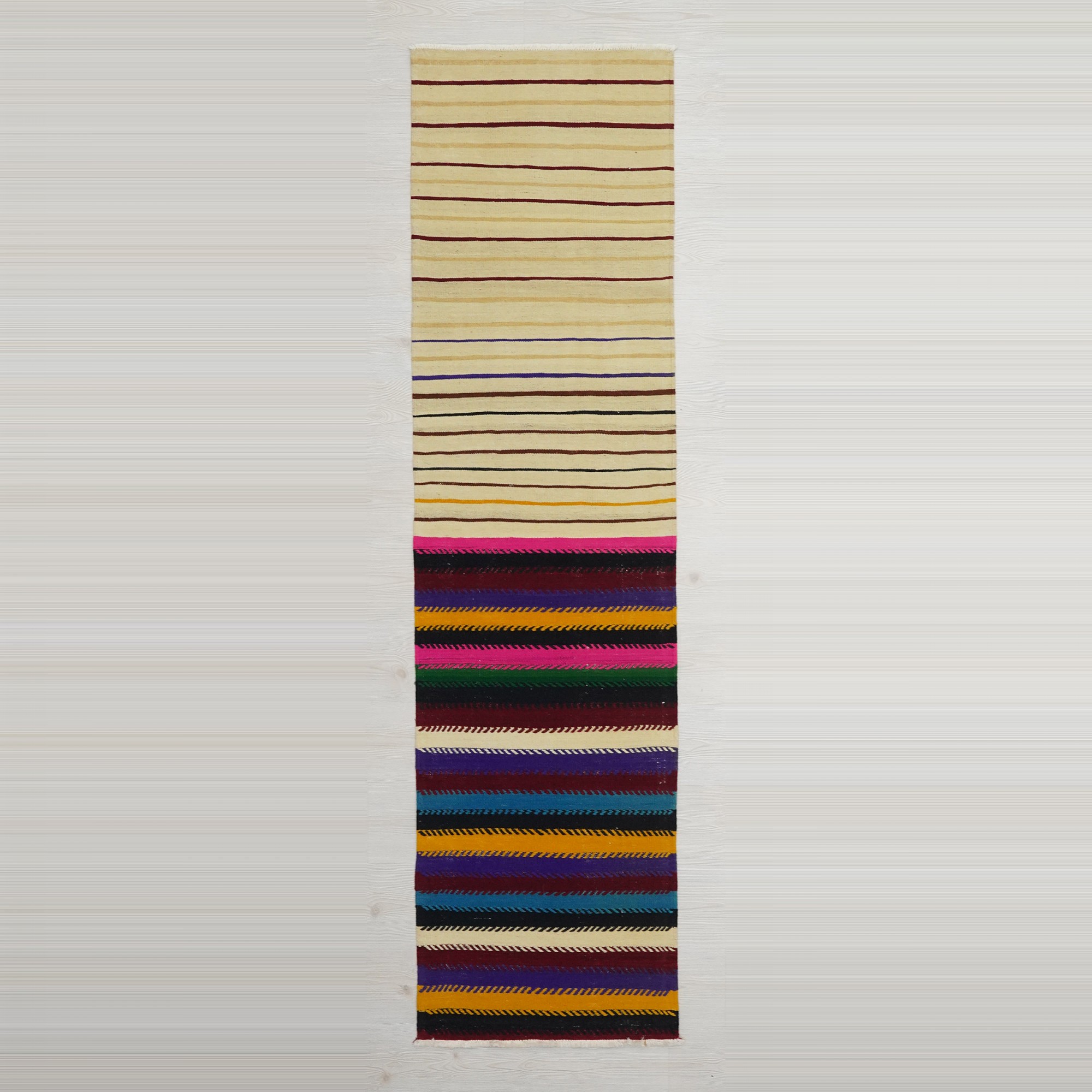 2x8 Minimalist Stripe Kilim Rug Runner 64,242 - Turkish Rug Runner
