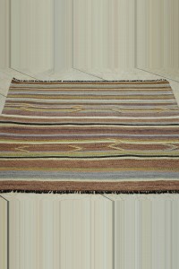 3.6x3.6 Square Turkish Stripe Kilim Rug 110,110 - Turkish Kilim Rug $i