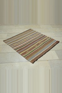 3.6x3.6 Square Turkish Stripe Kilim Rug 110,110 - Turkish Kilim Rug $i