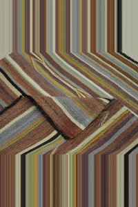 3.6x3.6 Square Turkish Stripe Kilim Rug 110,110 - Turkish Kilim Rug $i