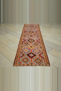 3x10 Flat Woven Kilim Rug Runner 90,315 - Turkish Rug Runner $i