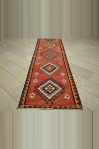 3x10 Flat Woven Turkish Wool Kilim Rug Runner 93,316 - Turkish Rug Runner $i