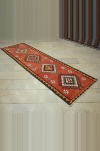 3x10 Flat Woven Turkish Wool Kilim Rug Runner 93,316 - Turkish Rug Runner $i