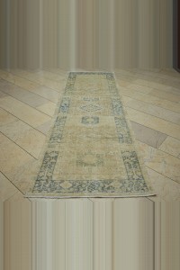 3x10 Vintage Blue Beige Persian Rug Runner 100,310 - Turkish Rug Runner $i