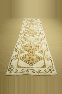 3x11,5 Natural Brown And White Carpet Rug Runner 98,349 - Turkish Rug Runner $i