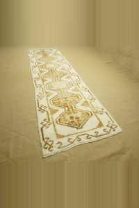3x11,5 Natural Brown And White Carpet Rug Runner 98,349 - Turkish Rug Runner $i