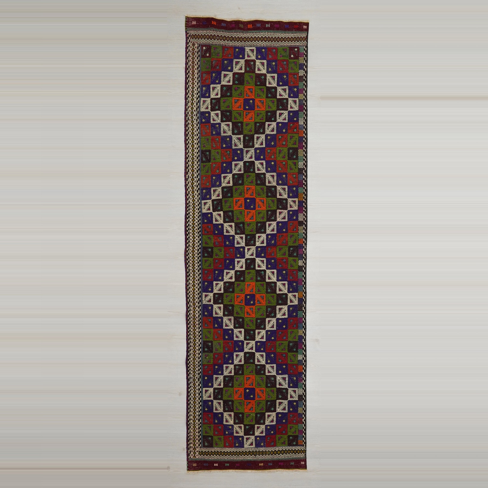 3x11 Embroidered Kilim Rug Runner 88,330 - Turkish Rug Runner