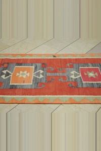 3x11 Flat Woven Wool Turkish Kilim Rug Runner 90,329 - Turkish Rug Runner $i
